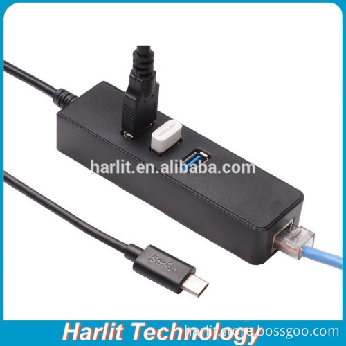 3 Ports USB Type C Hub High Speed Data Transfer Type C Hub with Ethernet Port